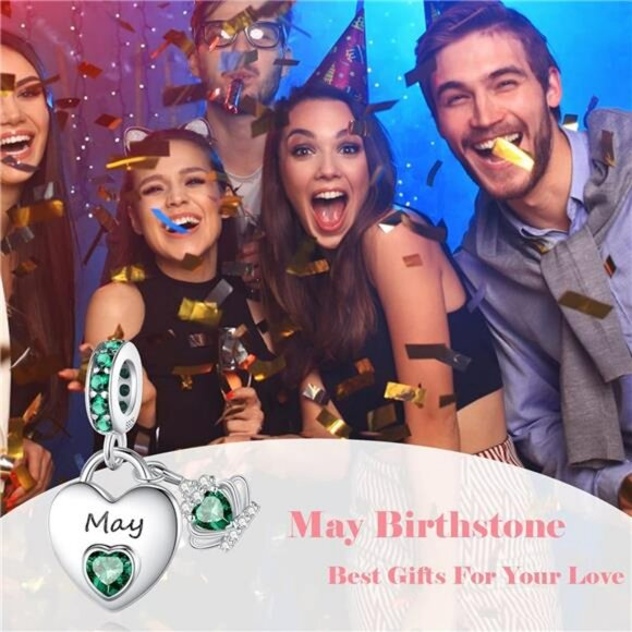 925 Sterling Silver Heart Birthstone Charm Dangle Pendant for Pandora Bracelet G - Picture 4 of 7